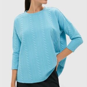 NWT Tuckernuck TNUCK SPORT Bright Blue Cable Ally Swing Sweatshirt XL/XXL